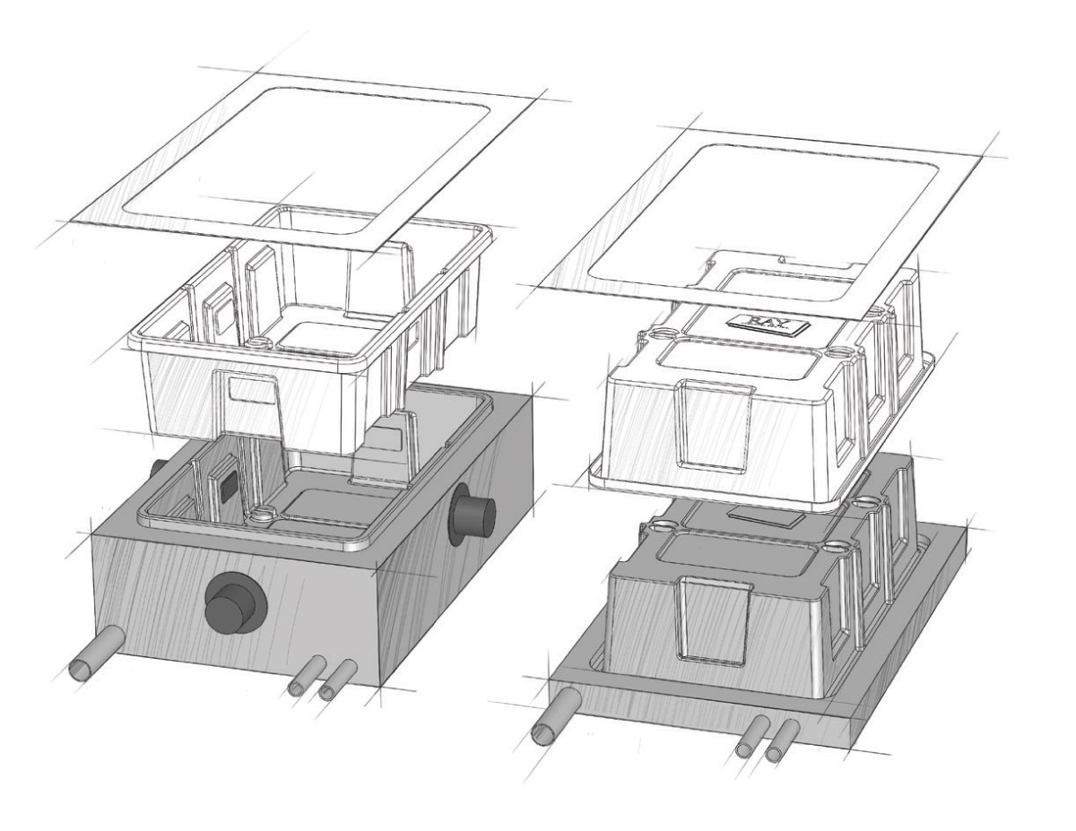 Thermoforming final step.